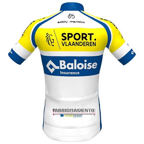 Abbigliamento Sport Vlaanderen-baloise 2020 Manica Corta e Pantaloncino Con Bretelle Bianco Giallo Blu - Clicca l'immagine per chiudere